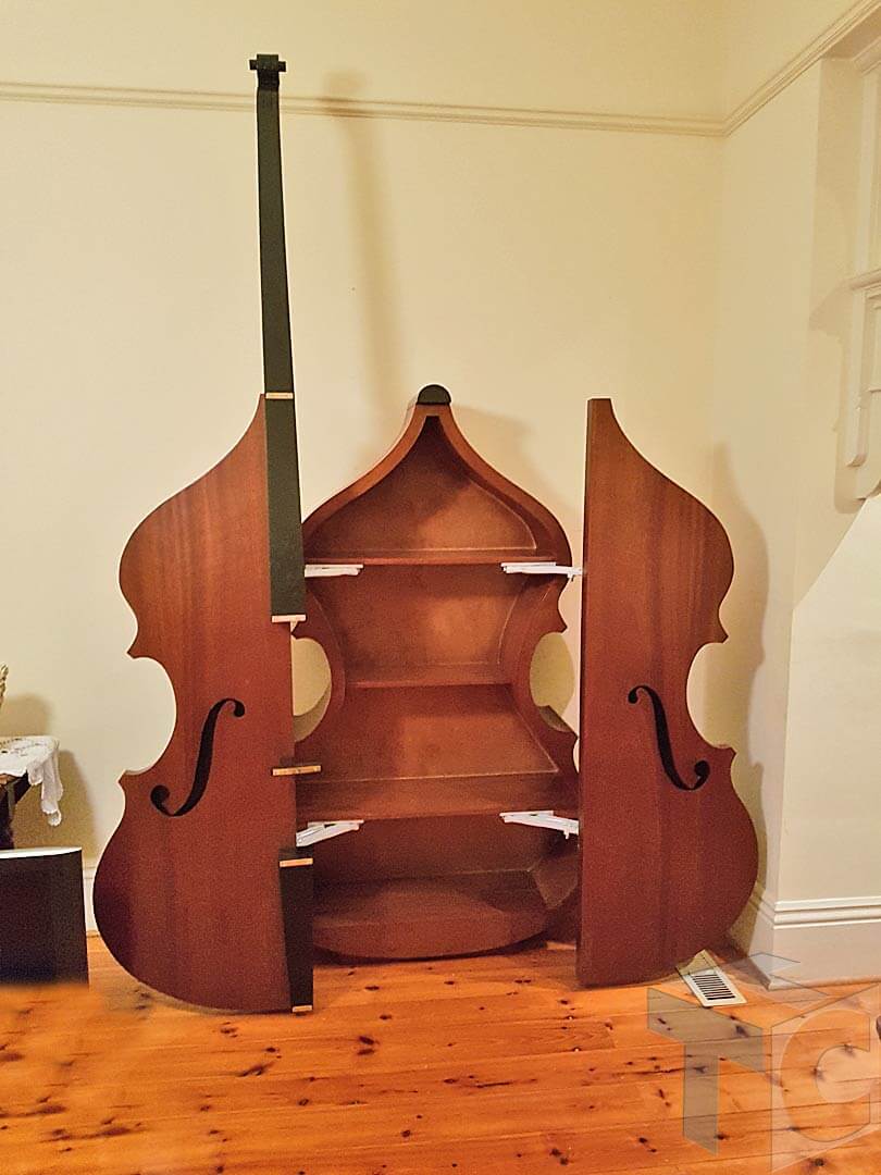 Cabinet Bass musical Instrument shape with doors 03