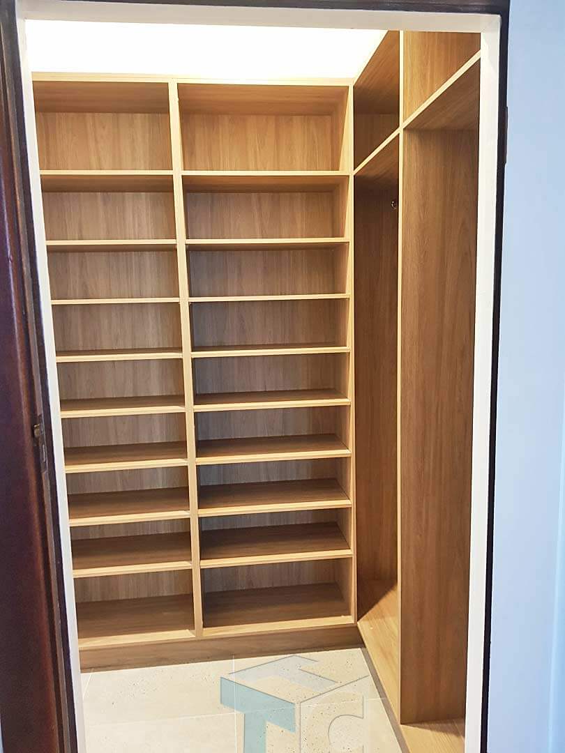 wardrobe built-in natural wood with various storage 10