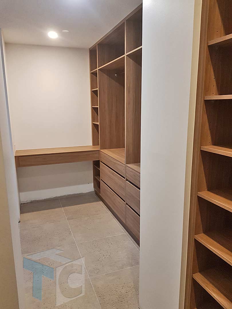 wardrobe built-in natural wood with various storage 11